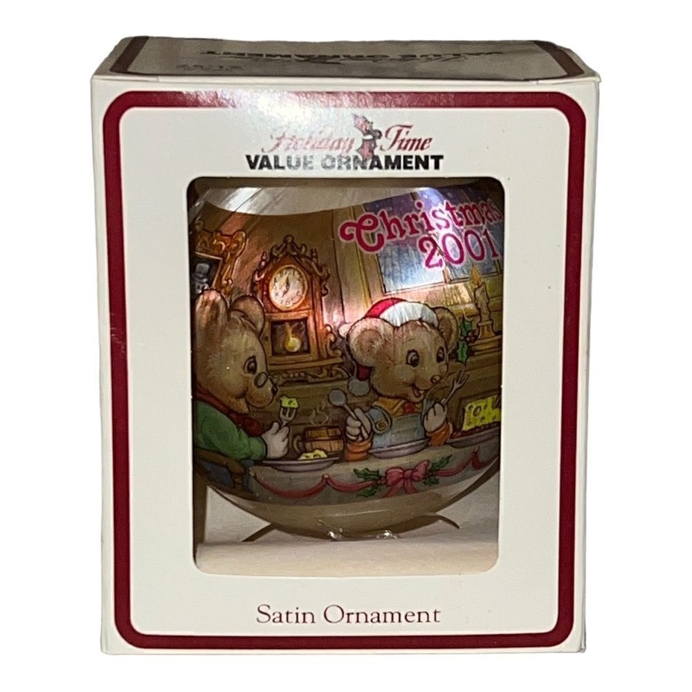 Holiday Time 2001 Christmas Satin Merry Mice Ornament Made in USA New